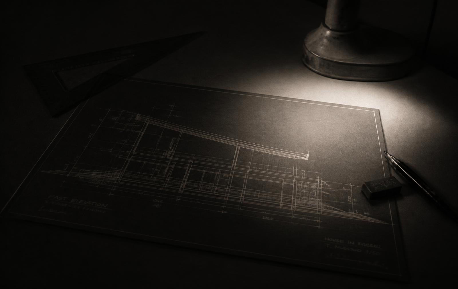 Architectural drawing at close range